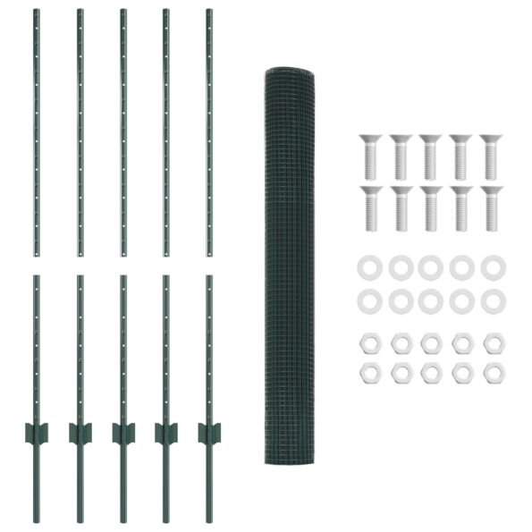 vidaXL Zelené zvárané drôtové oplotenie  so 5 U stĺpikmi 1.2x10 m Oceľ – Obrázok 5