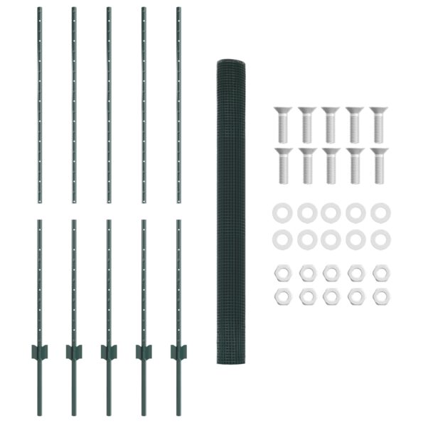vidaXL zváraný drôtový plot s 5 U stĺpmi Zelený 1.4x10 m oceľ – Obrázok 5