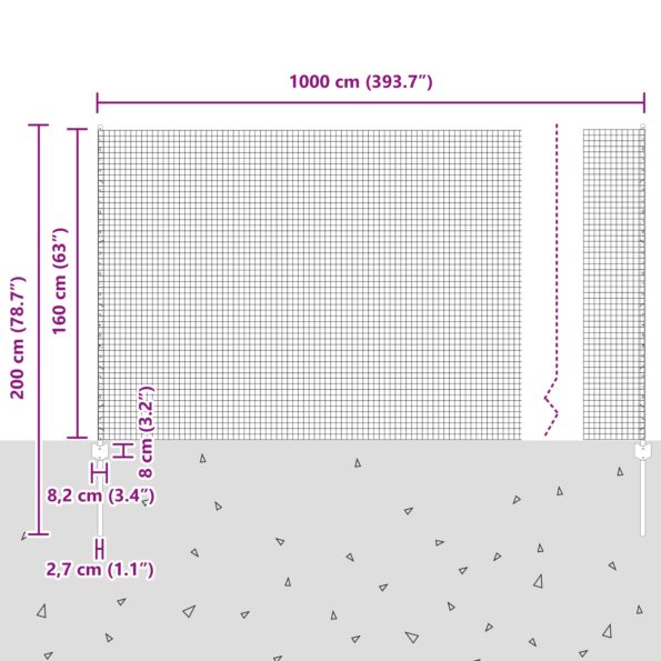 vidaXL zváraný drôtový plot s 5 U stĺpikmi Zelený 1.6x10 m Oceľ – Obrázok 11