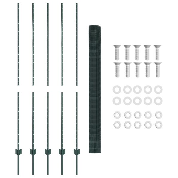 vidaXL zváraný drôtový plot s 5 U stĺpikmi Zelený 1.6x10 m Oceľ – Obrázok 5