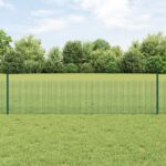 vidaXL Zváraný drôtový plot  s 11 U stĺpikmi Zelený 0.5x25 m Oceľ