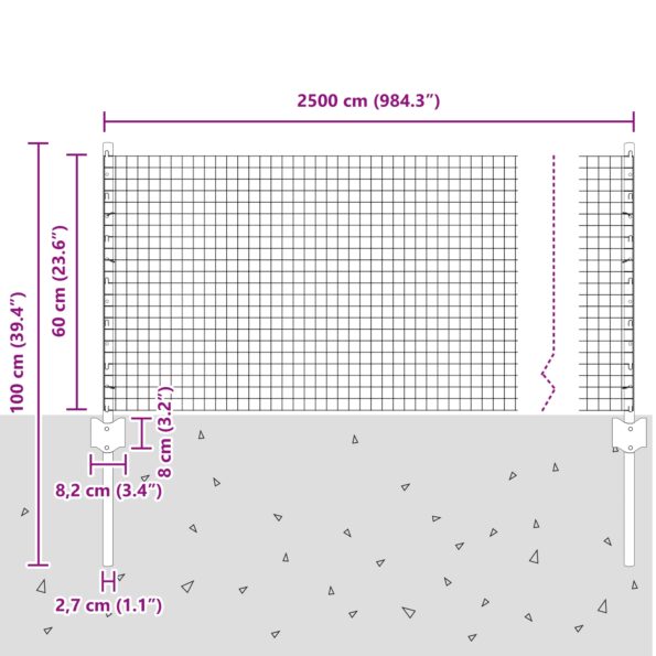 vidaXL Zváraný drôtový plot  s 11 U stĺpikmi Zelený 0.6x25 m Oceľ – Obrázok 10