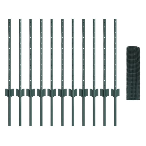 vidaXL Zváraný drôtový plot  s 11 U stĺpikmi Zelený 0.6x25 m Oceľ – Obrázok 4