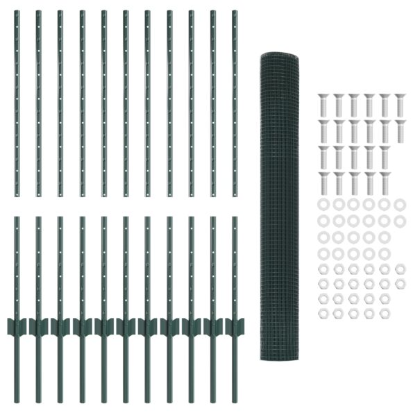 3336480_5.jpg vidaXL zváraný drôtený plot s 11 U stĺpikmi Zelený 1x25 m Oceľ – Obrázok 5