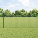 vidaXL ŽiváXL zváraná drôtená ohrada s 11 U stĺpikmi Zelená 1x25 m Oceľ