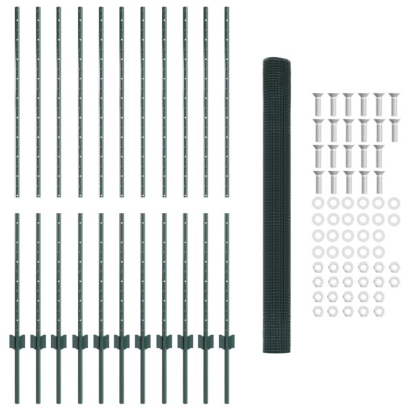 vidaXL Zvarené drôtené oplotenie  s 11 U stĺpikmi Zelená 1.4x25 m oceľ – Obrázok 5