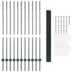 vidaXL Zváraná pletivová brána  s 11 U stĺpikmi Zelená 1,4x25 m Oceľ – Obrázok 5