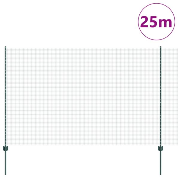 vidaXL Zvážiteľný plot s 11 U stĺpmi Zelený 1,5x25 m Oceľ – Obrázok 3