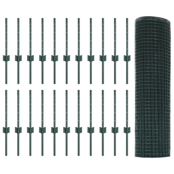 3336501_4.jpg vidaXL zvárané drôtené oplotenie s 22 U stojanmi zelené 0.4x50 m z ocele – Obrázok 4