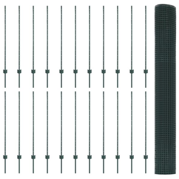 vidaXL Zváraný drôtový plot  s 22 U stĺpikmi Zelený 1.2x50 m Oceľ – Obrázok 5