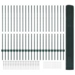 vidaXL Zvárané pletivo s 22 U stĺpikmi Zelené 1,2x50 m Oceľ – Obrázok 4