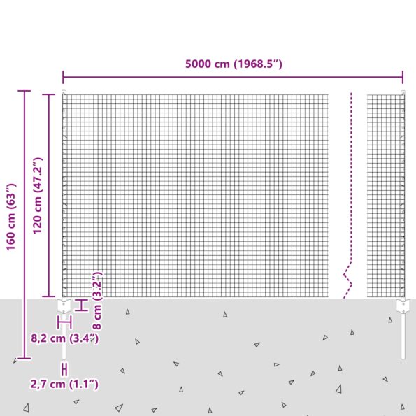 3336521_11.jpg VidaXL zváraný drôtový plot s 22 U stĺpikmi zelený 1.2x50 m oceľ – Obrázok 11