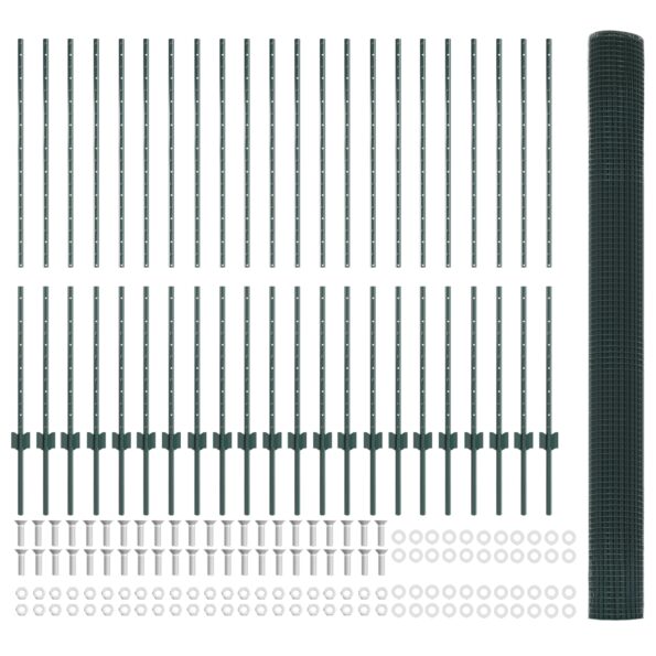 vidaXL zváraný drôtený plot s 22 U stĺpikmi Zelený 1.4x50 m Oceľ – Obrázok 5
