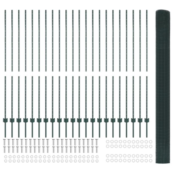3336527_5.jpg vidaXL Zváraný pletivový plot  s 22 U stĺpikmi Zelený 1.5x50 m oceľ – Obrázok 5