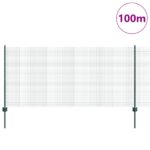 vidaXL Zváraný drôtový plot  so 44 U stĺpikmi Zelený 1x100 m Ocel – Obrázok 2