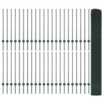 vidaXL Zváraný drôtový plot  so 44 U stĺpikmi Zelený 1x100 m Ocel – Obrázok 3