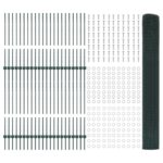 vidaXL Zváraný drôtový plot  so 44 U stĺpikmi Zelený 1x100 m Ocel – Obrázok 4