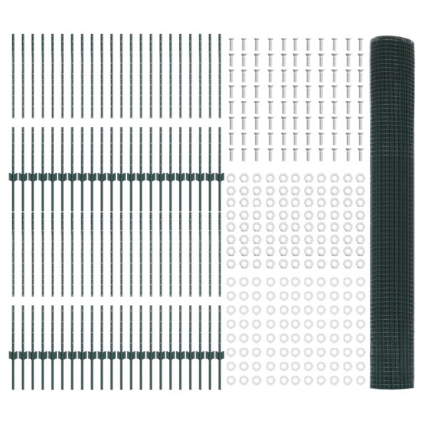 vidaXL Zváraný drôtený plot  s 44 U stĺpikmi Zelený 1x100 m Oceľ – Obrázok 4