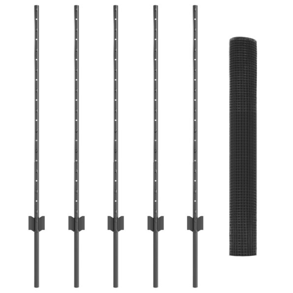 vidaXL Kurníkový plot Súprava 2 Sivý Kov 10 x 1 m Trvácny Sivý plot – Obrázok 4