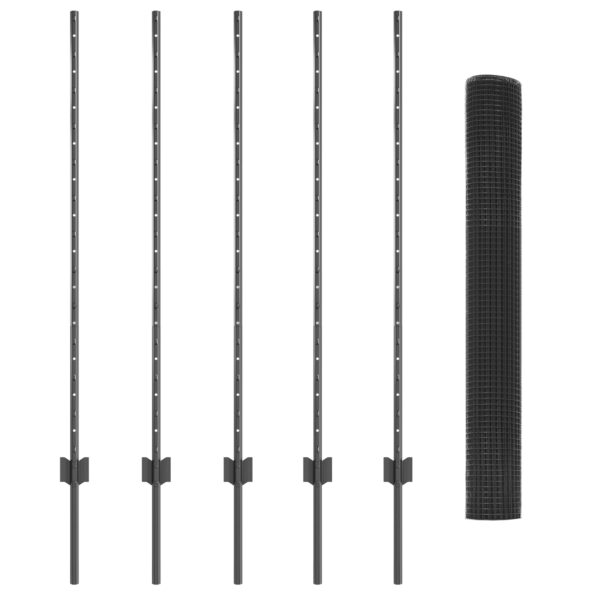 VidaXL zváraný drôtový plot s 10 U stĺpikmi, sivý 1.2x10 m, oceľ – Obrázok 4
