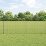 vidaXL Sivé zvarené drôtené oplotenie s 10 prísľubnými stĺpmi 1.2x10 m