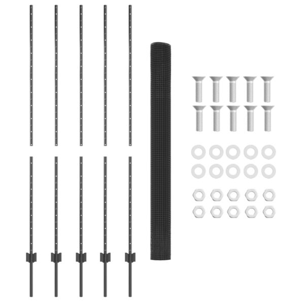 vidaXL Svařovaný drátěný plot  s 10 U stĺpikmi Sivý 1.6x10 m Oceľ – Obrázok 5