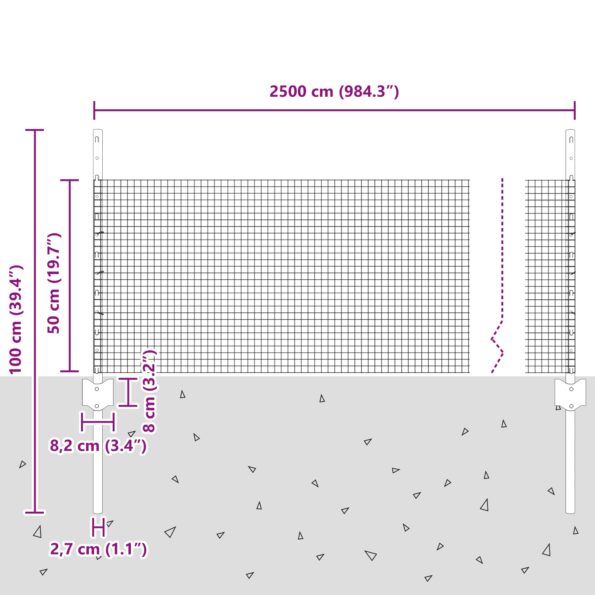 vidaXL Záhradný plot Sada 2 Sivá Pozinkovaná oceľ 25 x 0.5 m rolka – Obrázok 10