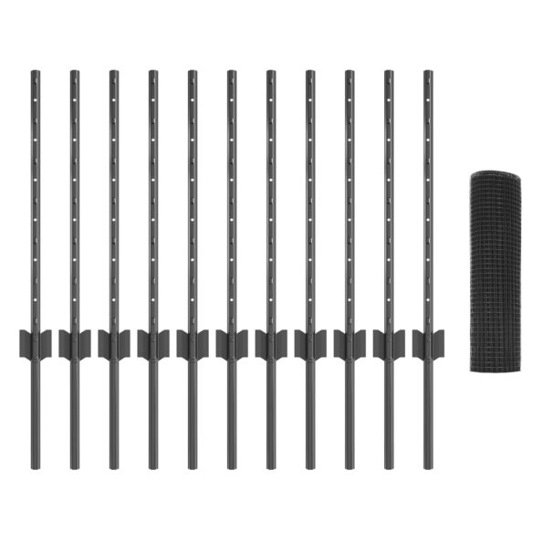 vidaXL Železný zváraný plot s 11 U stĺpmi, sivý, 0.6x25 m, oceľ – Obrázok 4