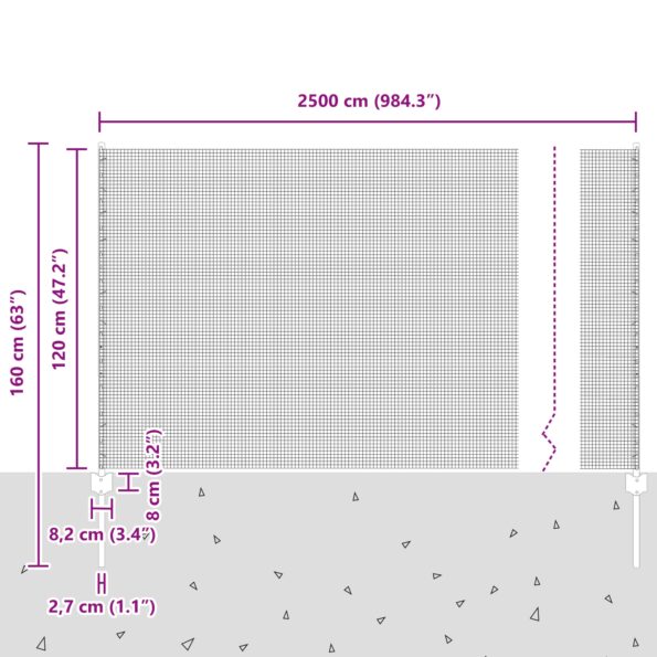 vidaXL Zváraný drôtový plot s 22 U stĺpikmi Sivý 1.2x25 m Oceľ – Obrázok 12