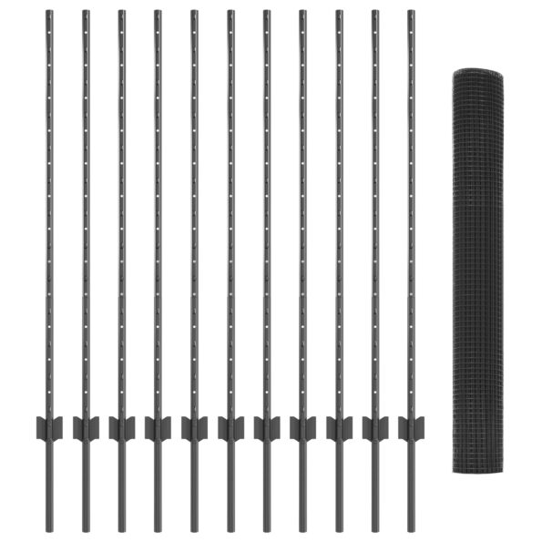 3336603_4.jpg vidaXL Zvárané pletivo s 22 U stĺpmi Sivé 1.2x25 m Oceľ – Obrázok 4
