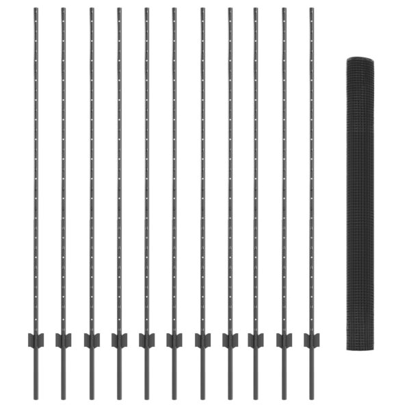 3336611_4.jpg vidaXL záhradný plot Súprava 2 Sivý Kov 25 x 1.5 m Trvácny – Obrázok 4