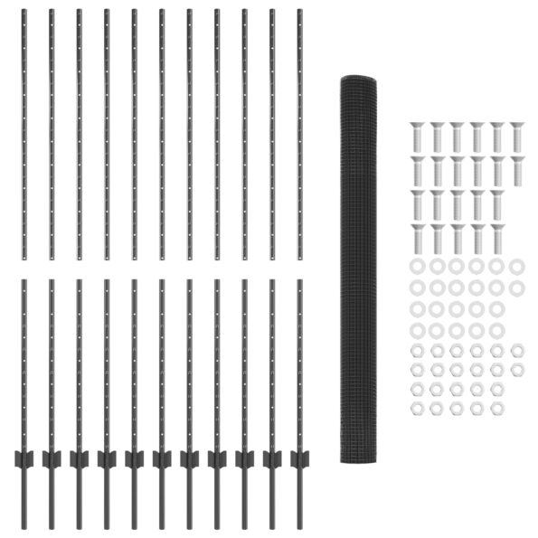 3336611_5.jpg vidaXL záhradný plot Súprava 2 Sivý Kov 25 x 1.5 m Trvácny – Obrázok 5