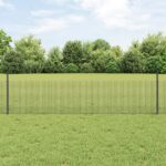 vidaXL Sivá zváraná drôtová ohrada  s 22 U podperami 0.5x50 m oceľ