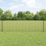 vidaXL Zváraný drôtový plot s 22 U stĺpikmi Sivý 0.6x50 m Oceľ