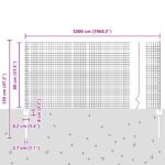 vidaXL Zváraný drôtový plot s 22 U stĺpikmi sivý 0.8x50 m oceľový – Obrázok 10