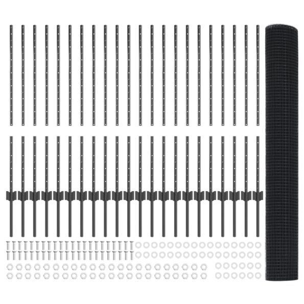 vidaXL Zváraný drôtený plot s 44 U stĺpmi, šedý, 1x50 m oceľ – Obrázok 5