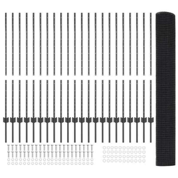 vidaXL zváraný drôtený plot s U stĺpmi sivý 1,2 x 50 m oceľ – Obrázok 4