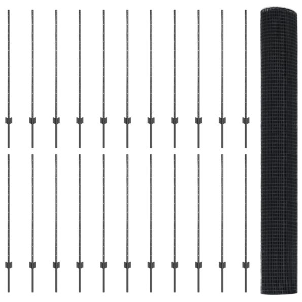 vidaXL zváraný drôtený plot s U stĺpmi sivý 1,2 x 50 m oceľ – Obrázok 5