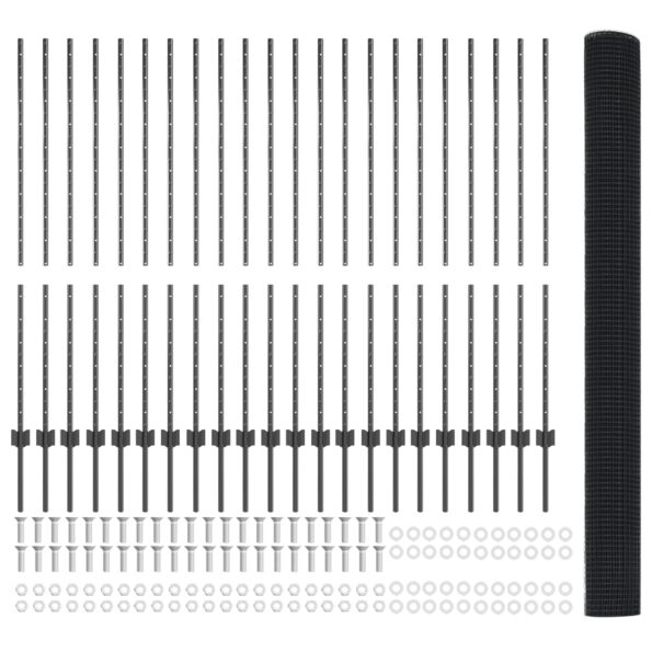 vidaXL zváraný drôtový plot s 44 U stĺpmi sivý 1.4x50 m oceľ – Obrázok 5