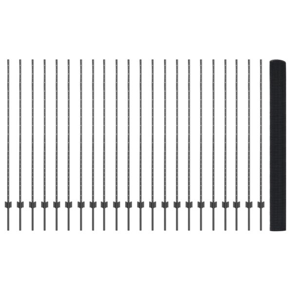 vidaXL Zváraný drôtený plot s 44 U stĺpikmi Sivý 1.5x50 m Oceľ – Obrázok 4