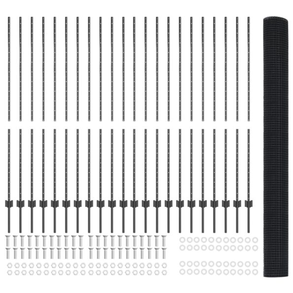 vidaXL Zváraný drôtený plot s 44 U stĺpikmi Sivý 1.5x50 m Oceľ – Obrázok 5
