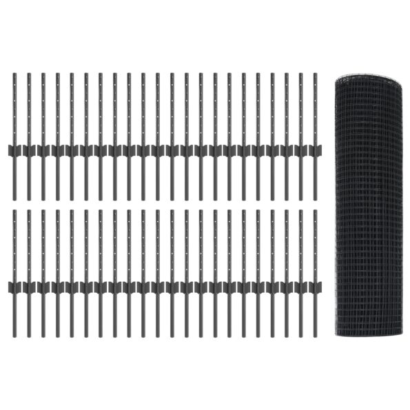 vidaXL Svařovaný drôtový plot  s 44 U stĺpmi Sivý 0.4x100 m Oceľ – Obrázok 4