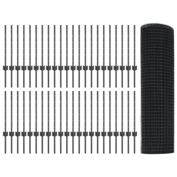 3336651_4.jpg vidaXL Zváraný plot s 44 U stĺpikmi sivý 0.5x100 m oceľ – Obrázok 4