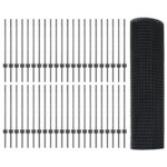vidaXL Súprava zváraného pletiva  s 44 U stĺpmi Sivé 0.8x100 m Oceľ – Obrázok 4