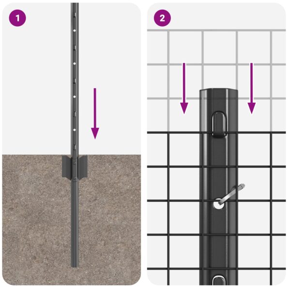vidaXL zváraný drôtový plot s 44 U stĺpikmi, sivý 0,8x100 m oceľ – Obrázok 9