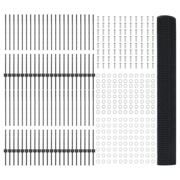 vidaXL zváraný drôtový plot s 88 U stĺpmi Sivý 1x100 m Oceľ – Obrázok 4