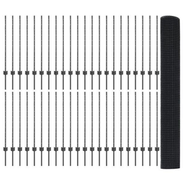 vidaXL zváraný drôtový plot s 88 U stĺpmi Sivý 1x100 m Oceľ – Obrázok 5