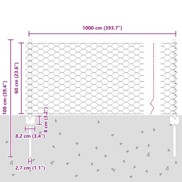 vidaXL Plotové stĺpiky 11 ks U-Channel Zelené 120 cm Oceľ, vidaXL Šesťuholníkový plot Zelený 0,6x10 m Oceľ – Obrázok 10