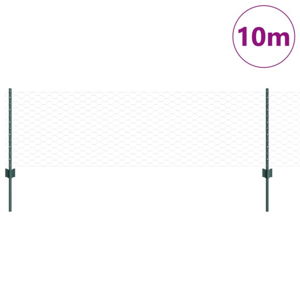 vidaXL Plotové stĺpiky 11 ks U-Channel Zelené 120 cm Oceľ, vidaXL Šesťuholníkový plot Zelený 0,6x10 m Oceľ – Obrázok 3