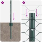 vidaXL Plotové stĺpiky 11 ks U-Channel Zelené 120 cm Oceľ, vidaXL Šesťuholníkový plot Zelený 0,6x10 m Oceľ – Obrázok 9